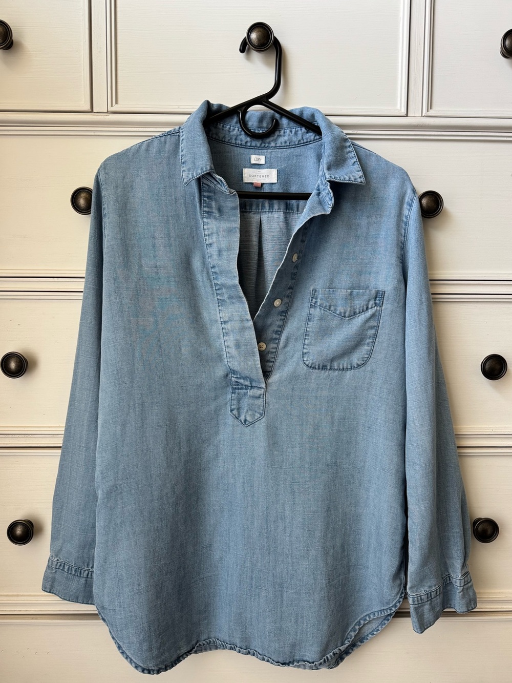 LOFT The Softened Denim Tunic Shirt